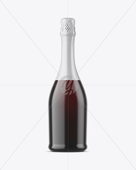 Dark Bottle With Red Champagne Mockup