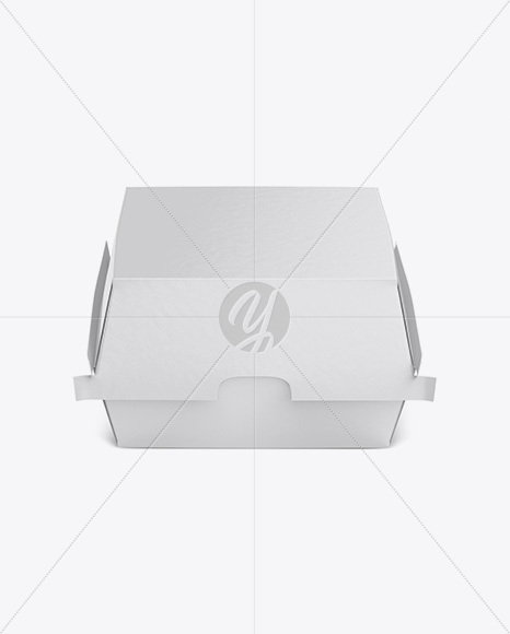 Paper Burger Box Mockup - Front View (High-Angle Shot)