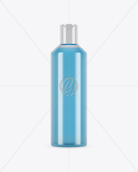 Clear PET Bottle With Blue Liquid Mockup