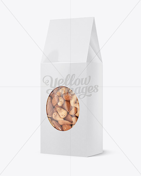 Glossy Paper Bag W/ Window Mockup - Halfside View