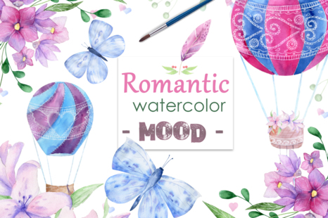 Romantic mood Watercolor Love - Bird illustrations