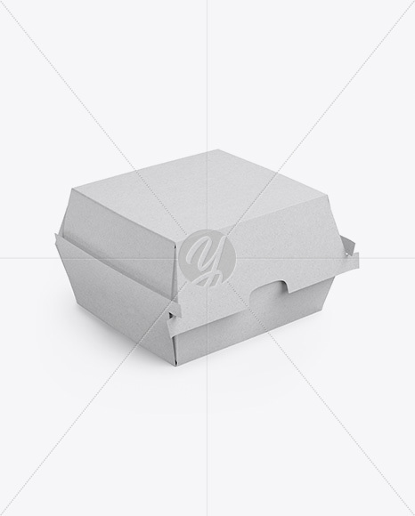 Kraft Burger Box Mockup - Half Side View (High-Angle Shot)