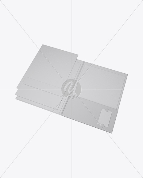 Kraft Folder with Papers and Envelope Mockup - Half Side View