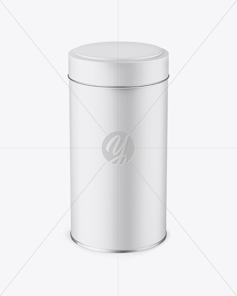 Matte Round Tin Box Mockup - Front View (High-Angle Shot)