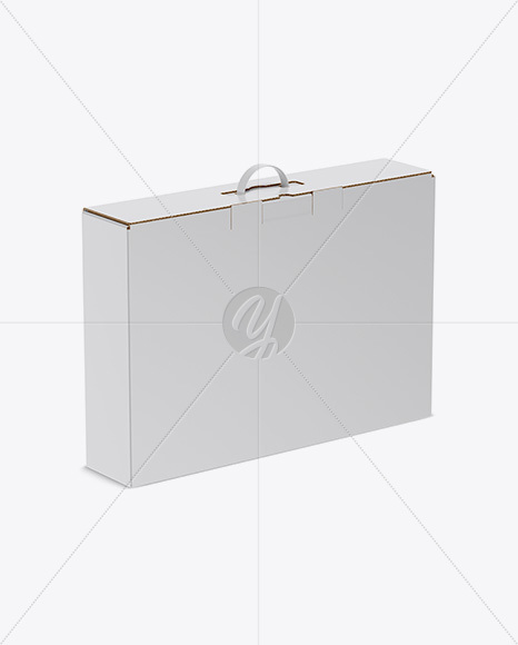 Matte Carton Box With Handle Mockup - Half Side View (High-Angle Shot)