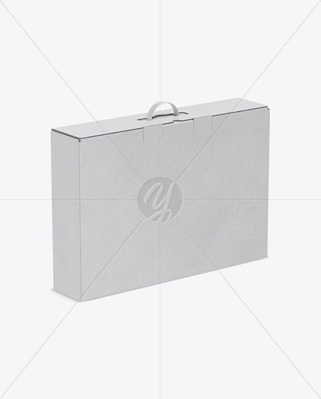 Kraft Carton Box With Handle Mockup - Half Side View (High Angle Shot)