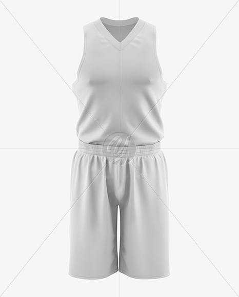 Basketball Kit w/ V-Neck Mockup - Front View