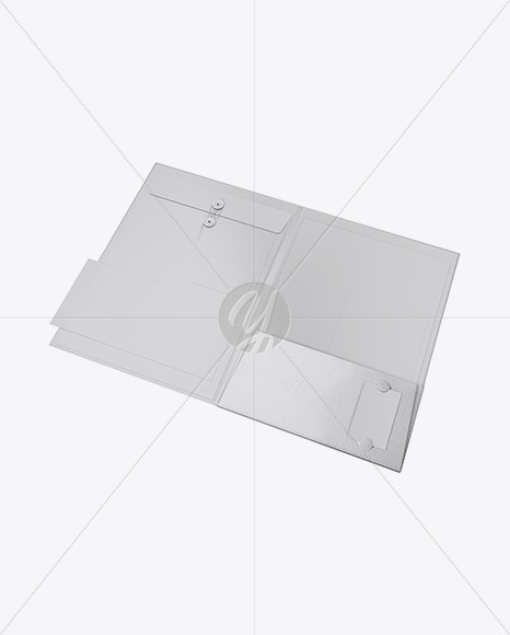 Leather Folder with Papers and Envelope Mockup - Half Side View (High-Angle Shot)