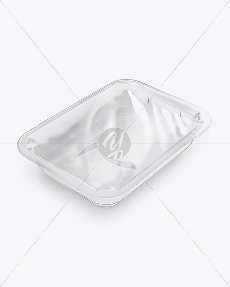 Transparent Tray Mockup - Half Side View (High-Angle Shot)