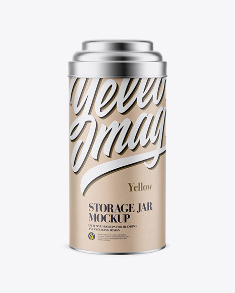 Kraft Storage Jar Mockup - Front View - Storage