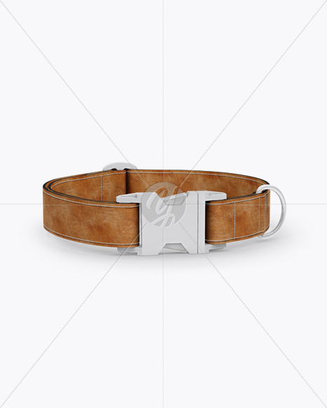 Leather Dog Collar Mockup - Front View (High-Angle Shot)