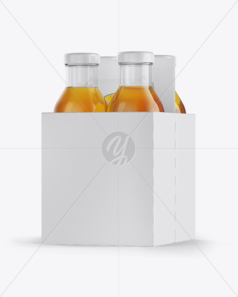 4 Bottles w/ Condensation Pack Mockup - Half Side View