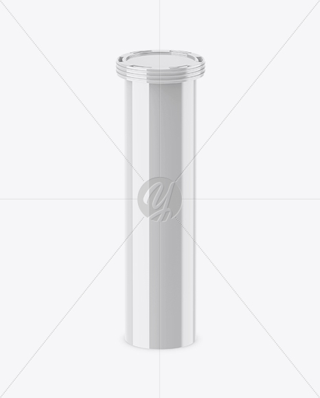 Glossy Effervescent Tablets Bottle Mockup (High-Angle Shot)