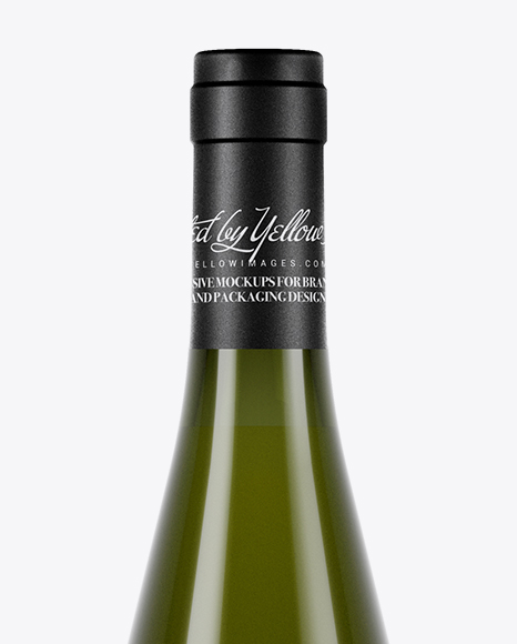 750ml Olive Green Glass Bottle With White Wine Mockup