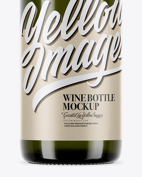 750ml Olive Green Glass Bottle With White Wine Mockup