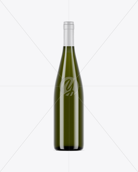 750ml Olive Green Glass Bottle With White Wine Mockup