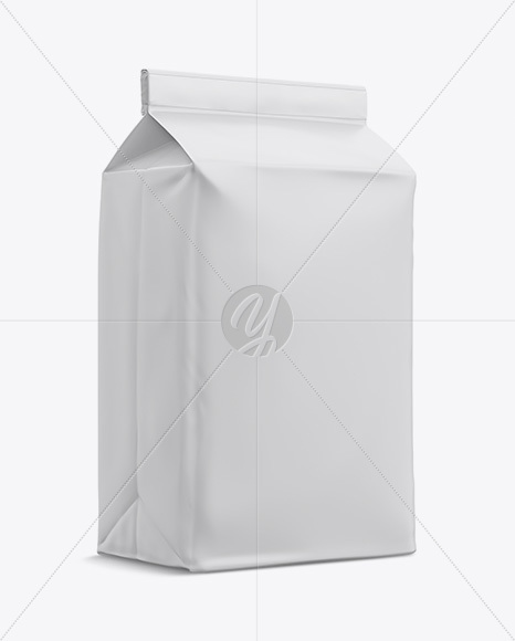 Matte Paper Flour Bag Mockup - Halfside View (Eye-Level Shot) - Free