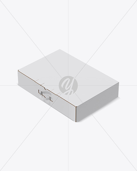 Glossy Carton Box With Handle Mockup - Half Side View (High-Angle Shot)