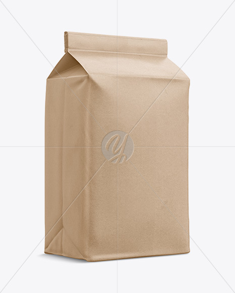 Kraft Paper Flour Bag Mockup - Halfside View (Eye-Level Shot)