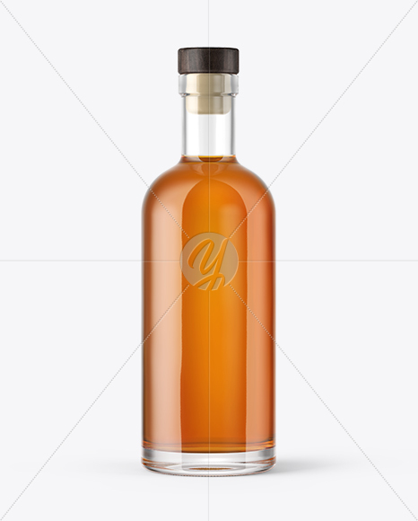 Whiskey Bottle with Wooden Cap Mockup