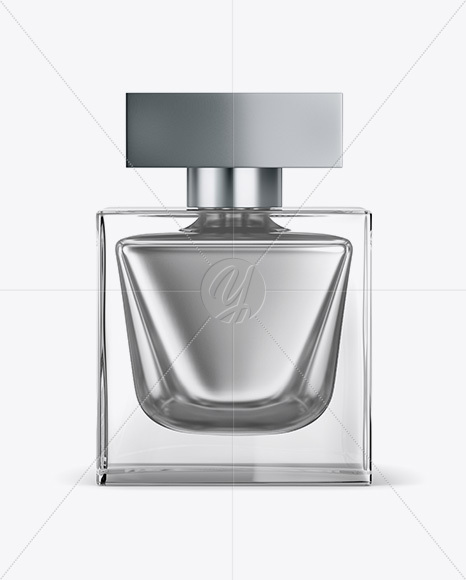 Perfume Bottle With Metallic Fillng Mockup - Front View