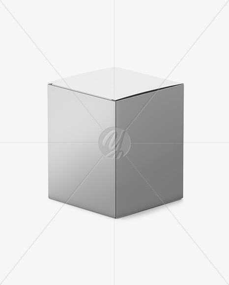 Metallic Box Mockup - Halfside View (High-Angle Shot)