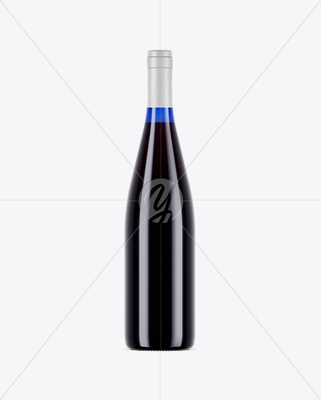 750ml Blue Glass Bottle With Red Wine Mockup