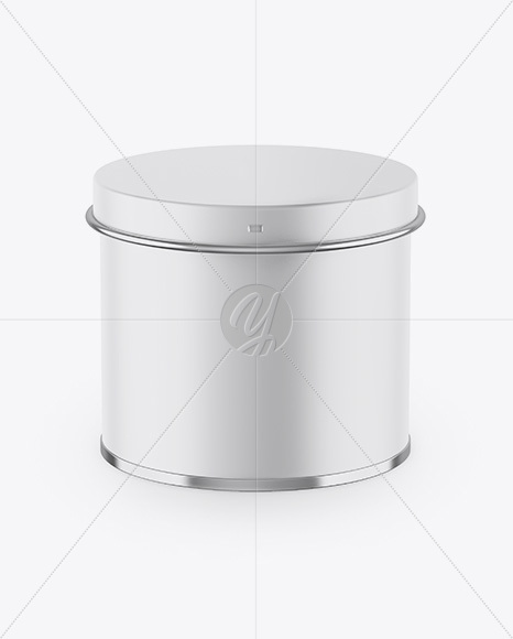 Matte Tin Can Box Mockup - Front View (High-Angle Shot)