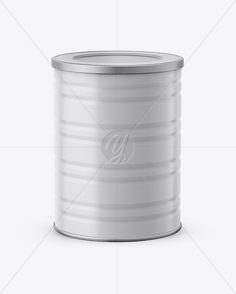 Glossy Tin Can Mockup - High-Angle Shot