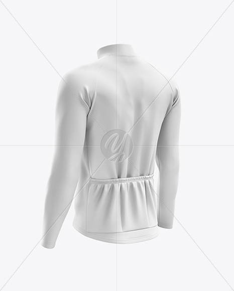 Men’s Cycling Thermal Jersey LS mockup (Back Half Side View)