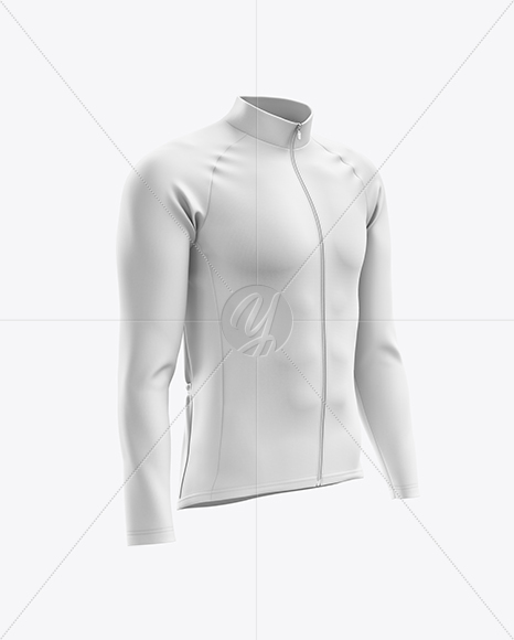 Men’s Cycling Thermal Jersey LS mockup (Right Half Side View) - Free