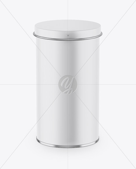 Matte Tin Can Box Mockup - Front View (High-Angle Shot)