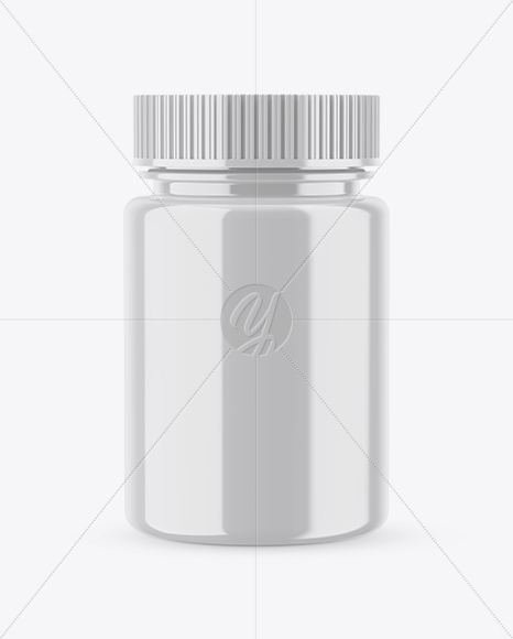 Glossy Pills Bottle With Shrink Sleeve Mockup