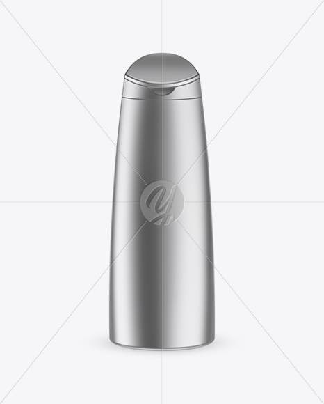 Matte Metallic Shampoo Bottle Mockup (High-Angle Shot)