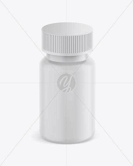 Matte Plastic Pills Bottle Mockup - Front View (High-Angle Shot)