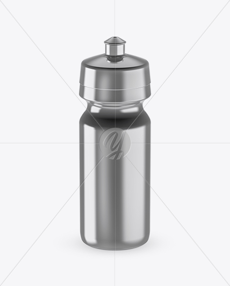 Metallic Sport Bottle Mockup (High-Angle Shot)