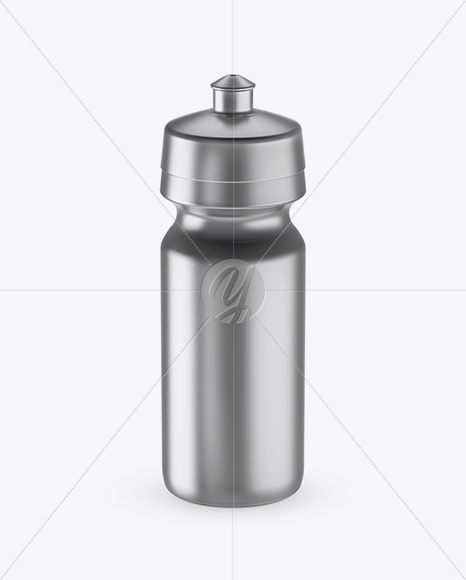 Matte Metallic Sport Bottle Mockup (High-Angle Shot)