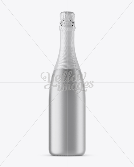 Matte Metallic Champagne Bottle with Textured Foil Mockup