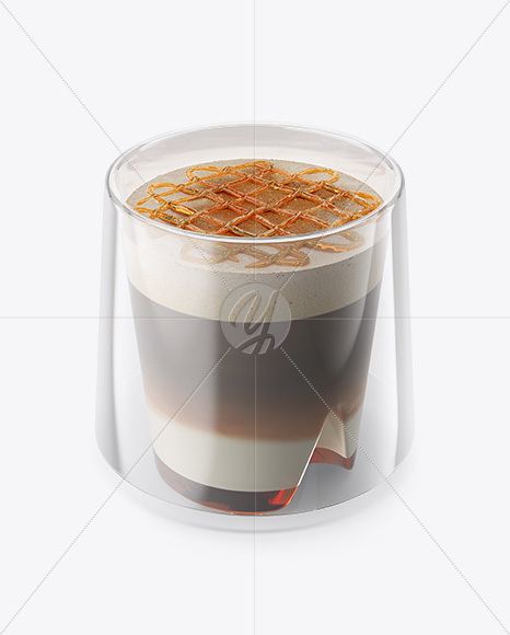 Macchiato Coffee Cup With Caramel Mockup - High-Angle Shot & Top View