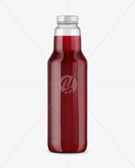 Clear Glass Bottle with Garnet Juice Mockup