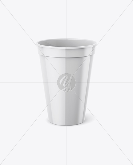 Glossy Stadium Cup Mockup - Front View (High Angle Shot)