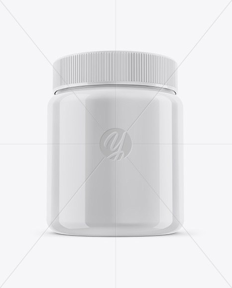 Glossy Plastic Jar Mockup - Front View (Hero Shot)