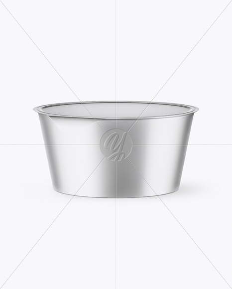 Matte Metallic Yogurt Cup Mockup (High-Angle Shot)