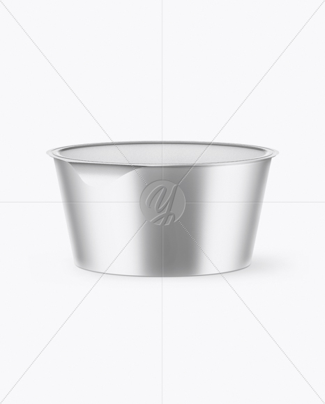 Textured Metallic Yogurt Cup Mockup (High-Angle Shot)