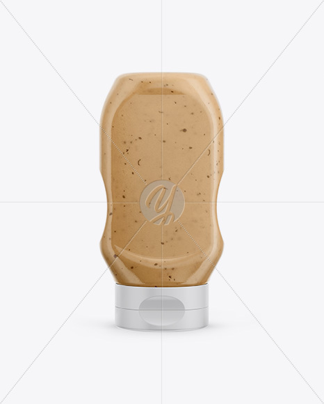 Plastic Bottle with Sauce in Shrink Sleeve Mockup