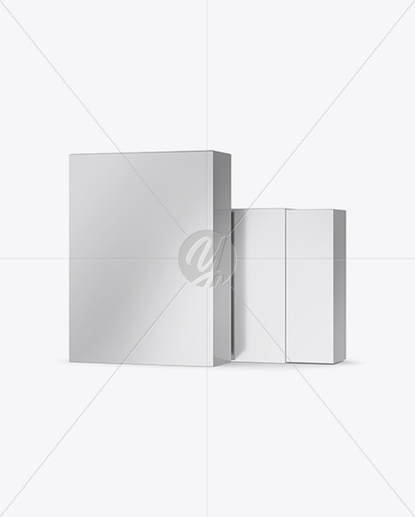 Two Metallic Boxes Mockup - Half Side View