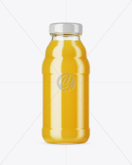 Clear Glass Orange Juice Bottle Mockup