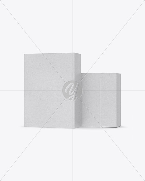 Two Kraft Boxes Mockup - Half Side View
