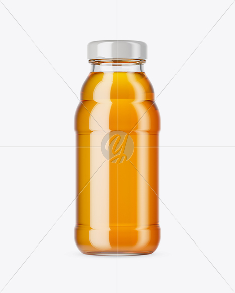 Clear Glass Red Apple Juice Bottle Mockup