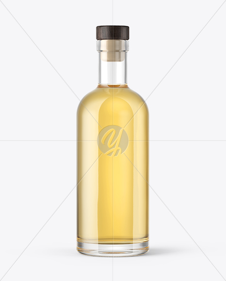 Golden Tequila Bottle with Wooden Cap Mockup